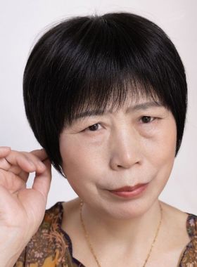 中老年假发真发全真人发薄款黑色短发50岁妈妈化疗光头整顶假头发