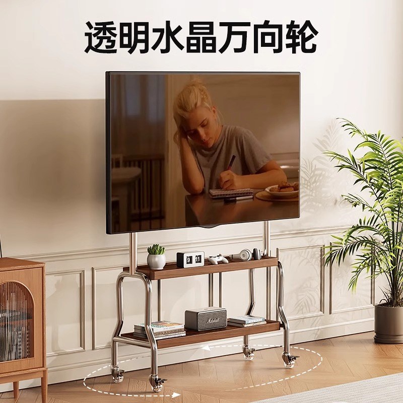 电视机落地支架可移动立式不锈钢带轮艺术推车55/65/75寸通用挂架