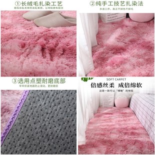 长毛绒纯色高级家用丝毛客厅卧室床边毯榻榻米地垫北欧色地毯定制