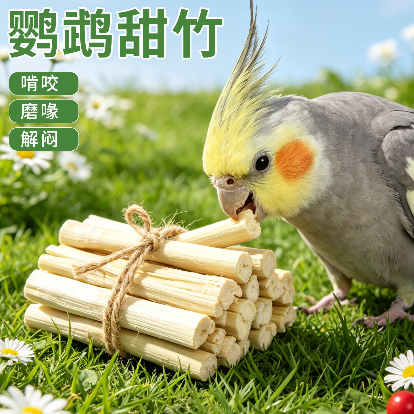 鹦鹉磨牙棒甜竹苹果枝玩具烘干甜竹富含木糖醇啃咬纯天然健康磨嘴