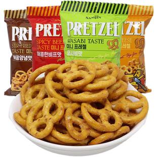 韩国进口SAMJIN三进饼干圈咸味芝士年糕蝴蝶形饼干休闲膨化小零食