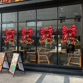 蝴蝶结玻璃门橱窗腰条腰线喜庆布置静电贴纸新年春节气氛布置贴画
