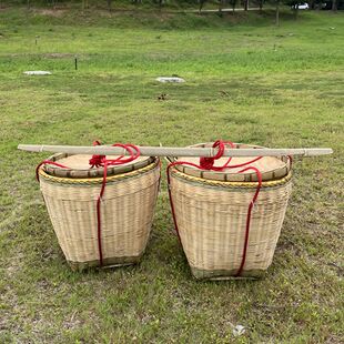 竹筐馒头筐竹编收纳筐竹篓子大号箩筐竹篮子米筐超市展示筐带盖子