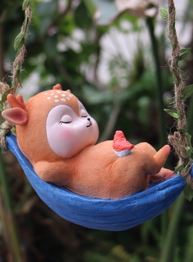 花园阳台装饰吊件可爱动物小鹿户外庭院顶楼民宿布景观摆件树挂件