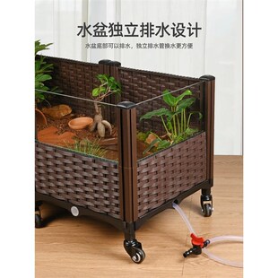 黄缘龟养殖箱缸安缘龟饲养箱半水龟生态造景带轮子特大养龟盆