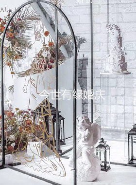 新款婚庆道具黑色拱形拱门舞台背景迎宾摆件婚庆装饰婚礼铁艺花架