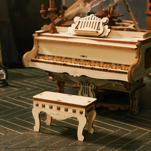 若客律动钢琴大提琴音乐盒八音盒积木diy手工木质生日情人节礼物