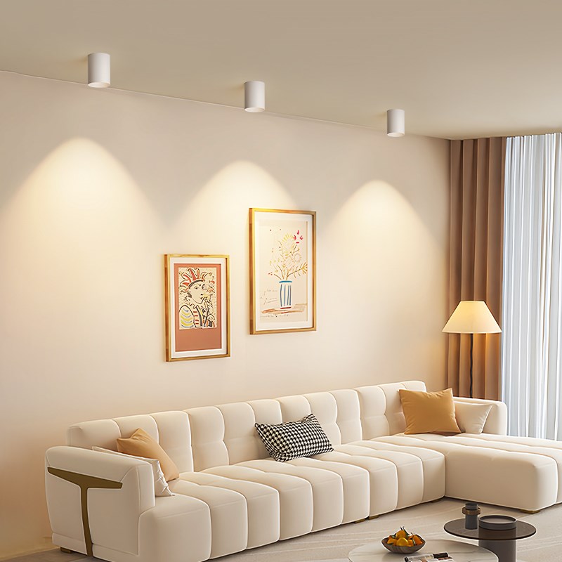 全光谱小山丘明装射灯家用客厅洗墙灯吸顶式防眩筒灯氛围感无主灯