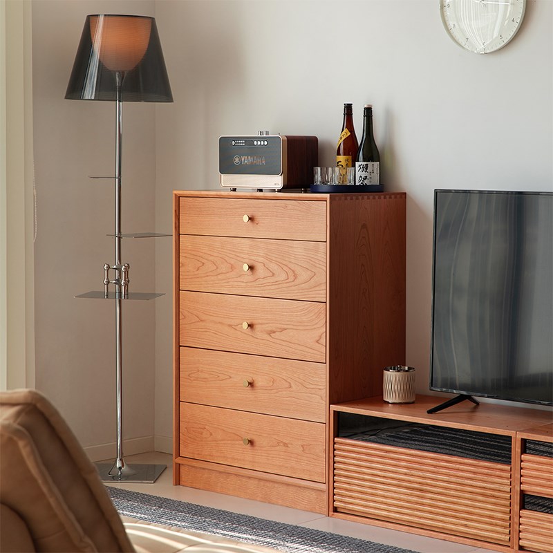 浮生记/五斗柜北欧日式樱桃木全实木斗柜储物柜家用12斗收纳矮柜