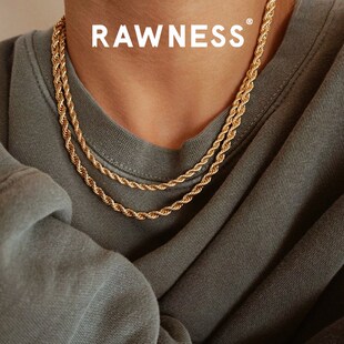 RAWNESS 新年礼物欧美钛钢麻花链不掉色时尚潮流嘻哈街头复古百搭