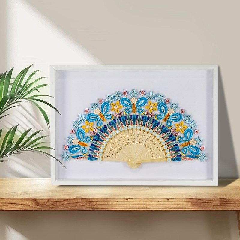 衍纸折扇手工材料包中式手工扇中国风衍纸扇文创伴手礼品亲子DIY,文具电教/文化用品/商务用品,折纸/手工纸/衍纸,淘宝优惠券,粉丝福利购,淘宝优惠卷