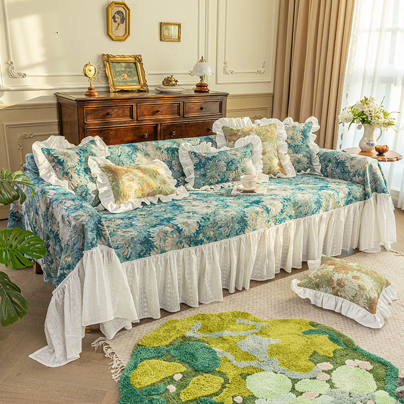 美式轻奢沙发巾四季通用全包沙发罩套高级感三坐一贵妃靠背巾坐垫