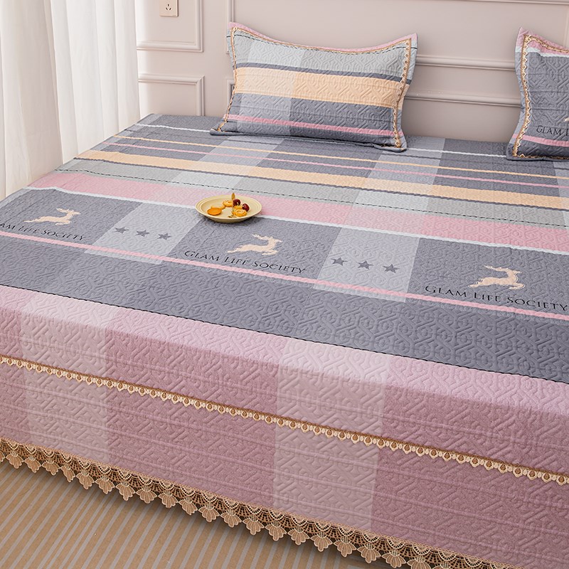 榻榻米专用全棉床盖单件四季通用纯棉夹棉绗缝不起皱厚床单三件套