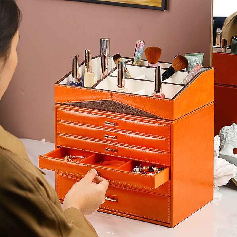 高档大容量多层首饰珠宝盒女化妆欧式韩国梳妆台置物架饰收纳柜盒