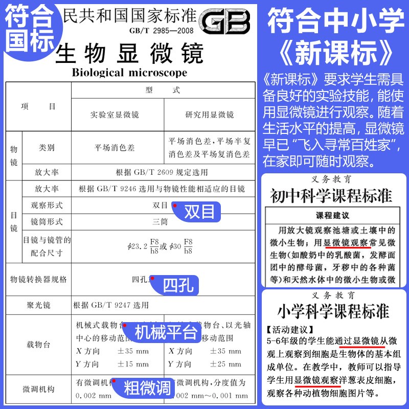 SAGA萨伽儿童可看中小学生高清双目级生物显微镜初中生