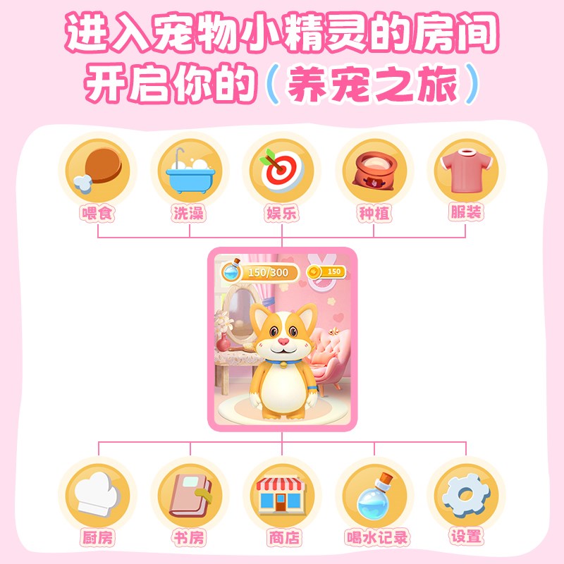 儿童电子宠物水杯喂养互动玩具高颜值男女孩幼儿园直饮水壶便携