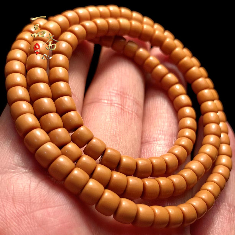 老型珠橄榄核核尖108颗直切手串圆珠单圈老型桶珠脖挂文玩配饰男