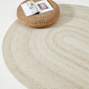 何以为家新西兰羊毛纯手工编织客厅茶几日式地毯书房纯色圆形地垫