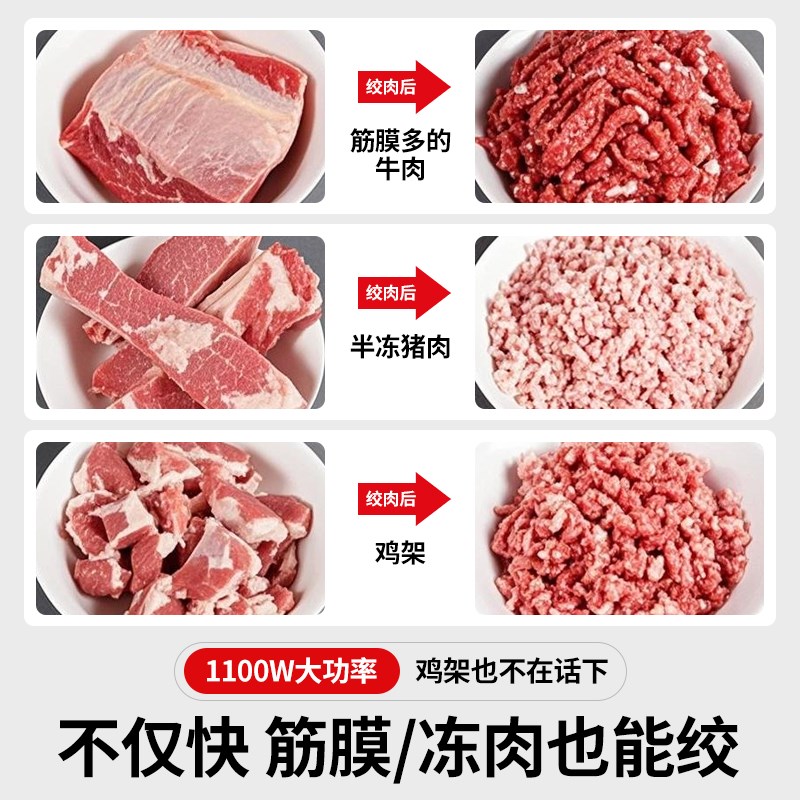 绞肉机商用大功率小型多功能电动不锈钢碎肉绞馅全自动肉馅打肉机