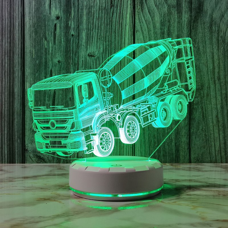 创意搅拌车3d小夜灯七彩卧室氛围灯插电触控床头灯儿童房装饰台灯