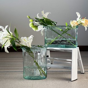 利快玻璃花瓶北欧简约透明水培绿萝植物富贵竹百合花客厅插花摆件