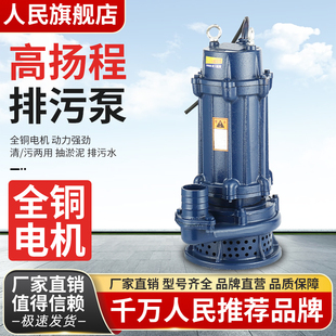 人民WQX高扬程污水泵220V抽粪泥浆380V工业农用灌溉排污抽水