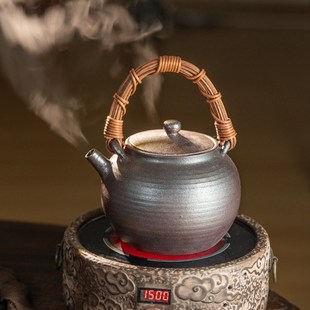 景德镇家用大号煮水壶藤编提梁茶壶电陶炉明火加热原矿陶泥养身壶