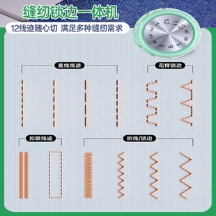小型带锁边全自动工业双针 520缝纫机家用脚踏迷你电动多功能台式