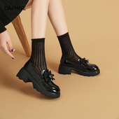 厚底乐福鞋 系带德比鞋 女2026新款 达芙妮女鞋 春季 单鞋 英伦风小皮鞋