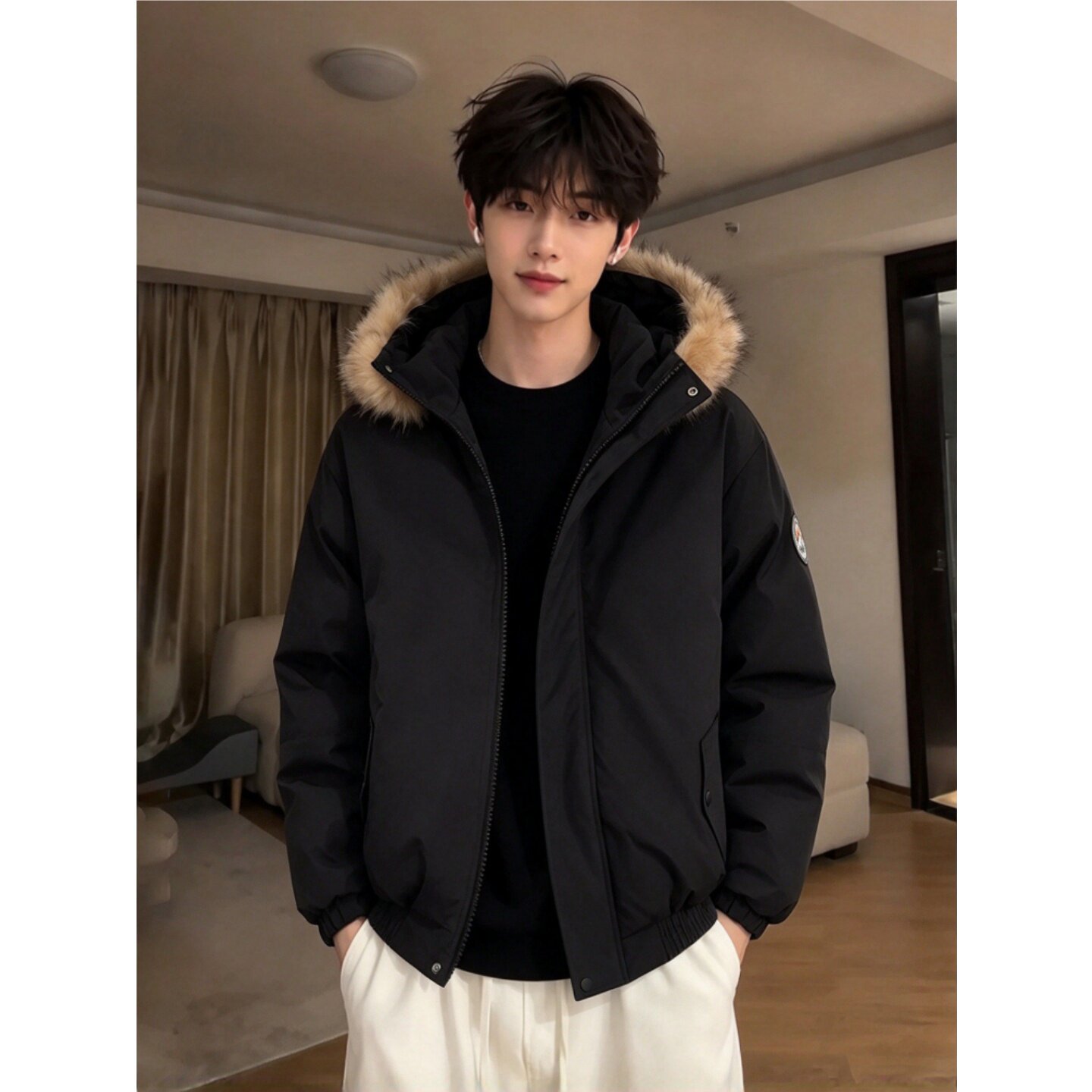 美式短款防风加厚工装棉服男冬季