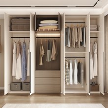 帕美迪大衣柜家用卧室实木轻奢现代风收纳柜子简约定制组合挂衣橱