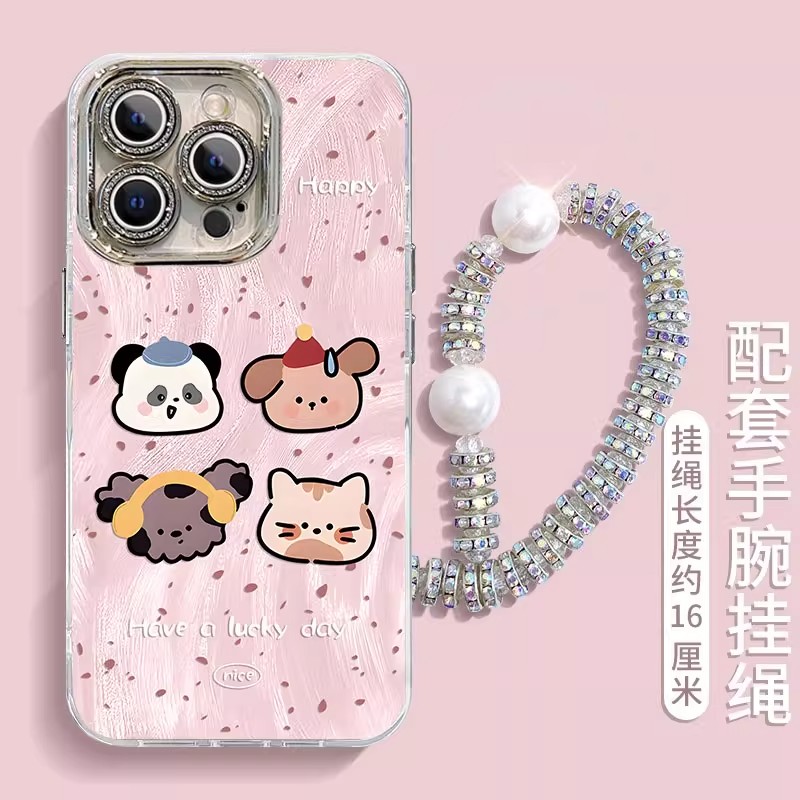 【殊色】熊猫小狗适用苹果17air/16promax手机壳创意iPhone15plus女款14/13系列镜头膜小众xsmax镜头全包8/7