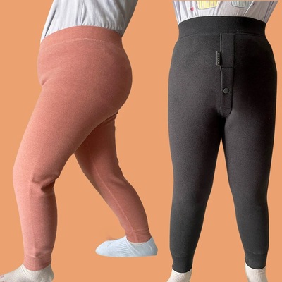 胖男童女童一体绒加厚保暖裤加肥加大儿童秋冬德绒内穿打底棉裤