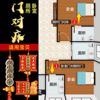 床头靠西墙化解房间主卧室厕所门对床化解主卫生间横梁压隔壁马桶