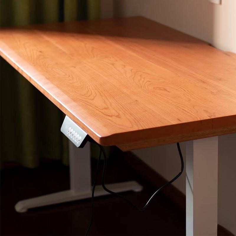 实木樱桃木电动升降桌家用智能调节办公书桌长客厅工学习桌可升降