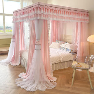 卧室遮光挡风保暖床帘一体式 床幔落地式 公风蚊帐家用222年新款