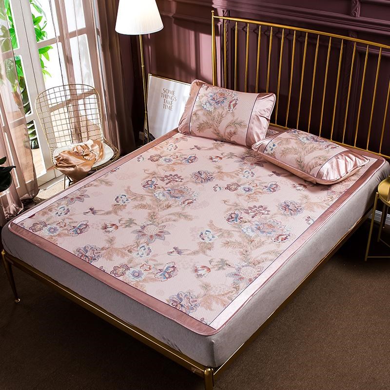 凉席1.8m床夏天水洗折叠冰丝凉席三件1夏季空调米软席子