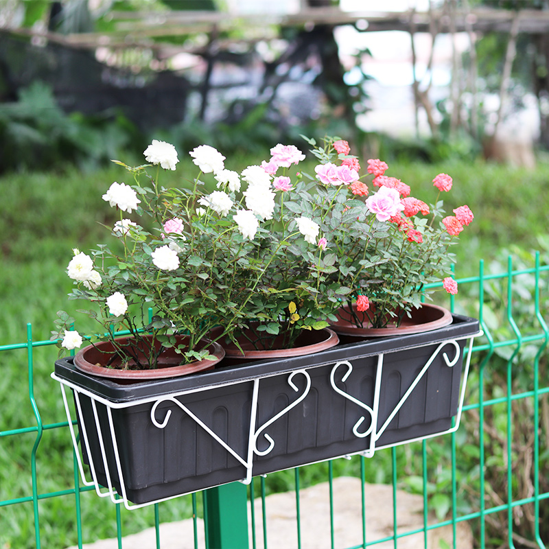 阳台栏杆花架挂式长方形种菜花盆铁架悬挂阳台种菜草莓盆挂架