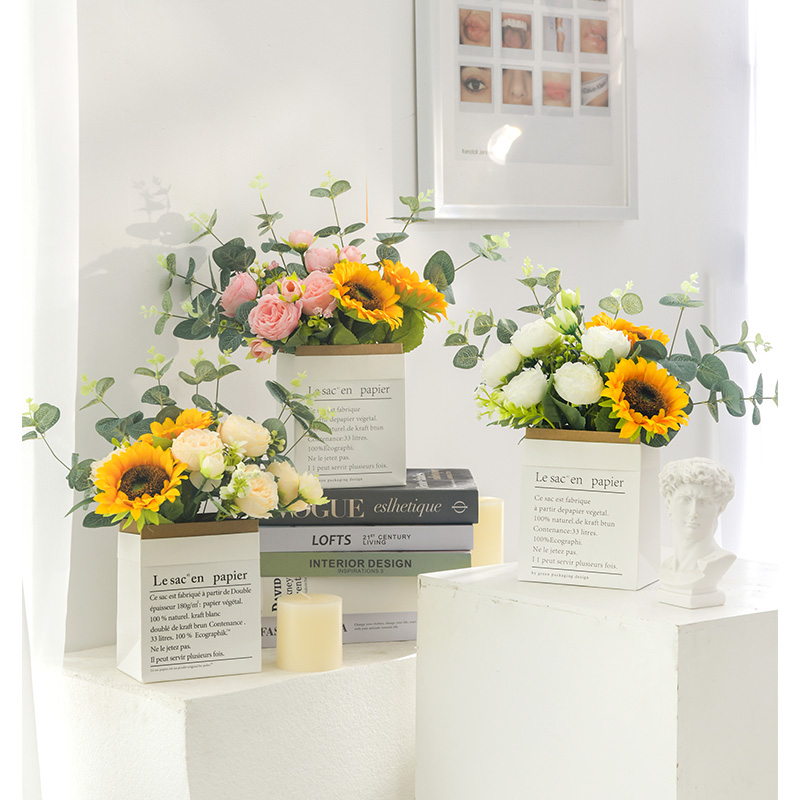 向日葵仿真花假花摆设客厅干花花束室内装饰摆件花卉仿真花高档