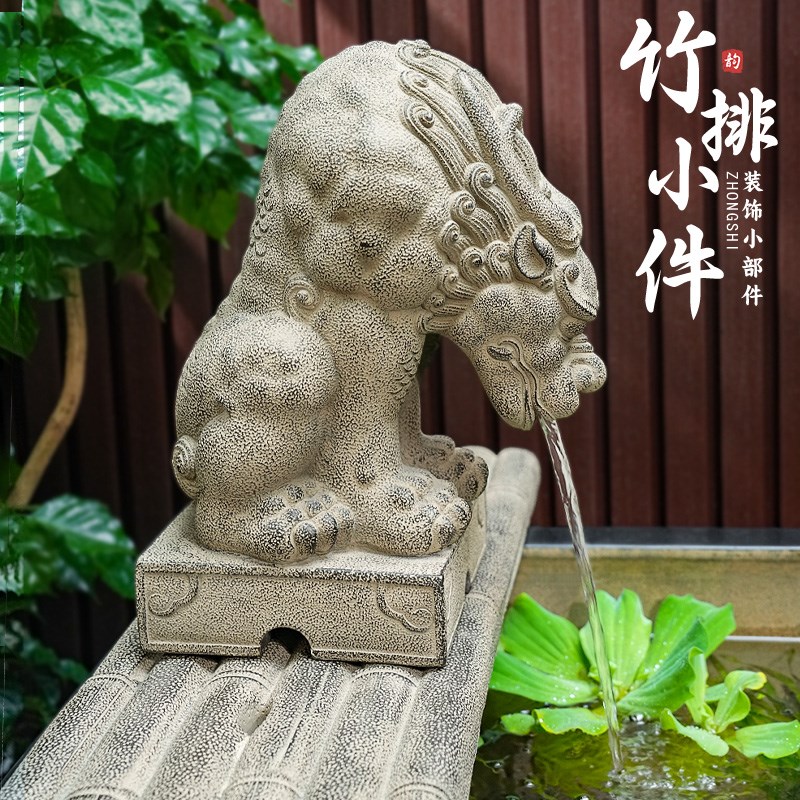 庭院室外吸水神兽流水摆件循环水缸上喷水吐水动物鱼池出水口造景
