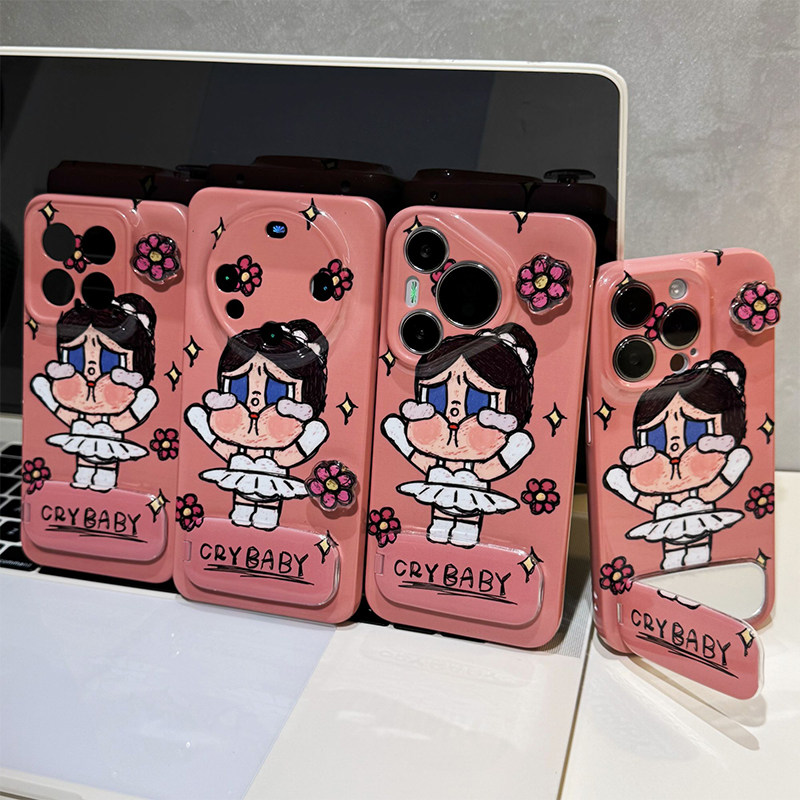 芭蕾哭娃支架新款适用苹果17Pro手机壳iPhone16max小米15华为mate70pura80k60荣耀200nova14reno13一加cae5