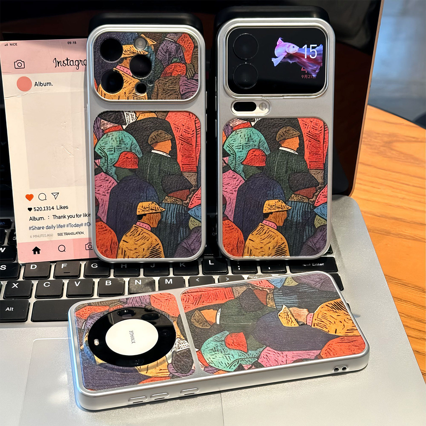 创意油画人群新款适用苹果17promax手机壳iPhone18pro16小米17华为mate90pura80K70nova15荣耀500x200magic8