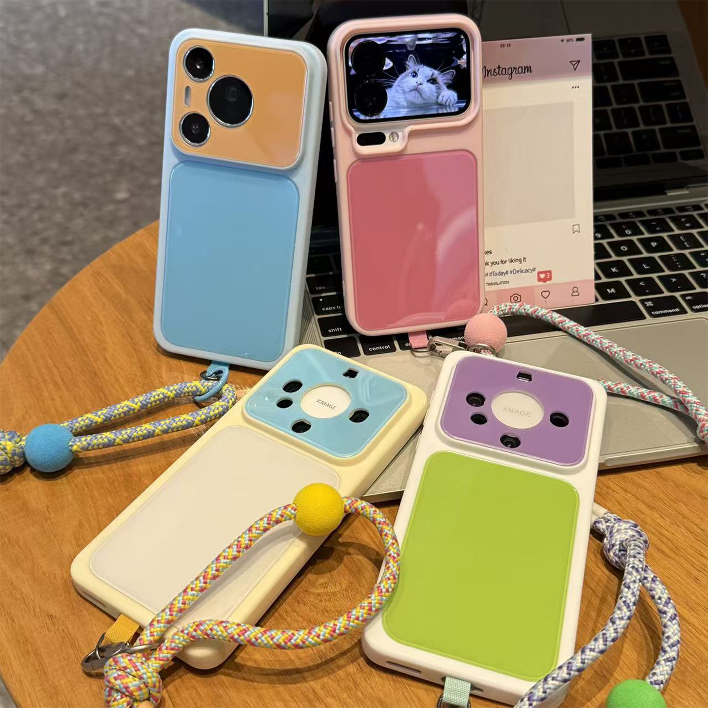 多巴胺撞色挂绳新款适用苹果17pro手机壳iPhone16max13小米17华为mate80pura90K90reno15nova14u荣耀600x300