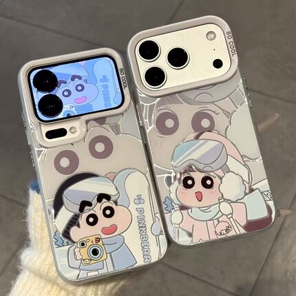 情侣雪地滑板小新妮妮适用苹果17Pro手机壳iPhone16max12小米15华为mate80pura70k90note14荣耀500x200iqoo13