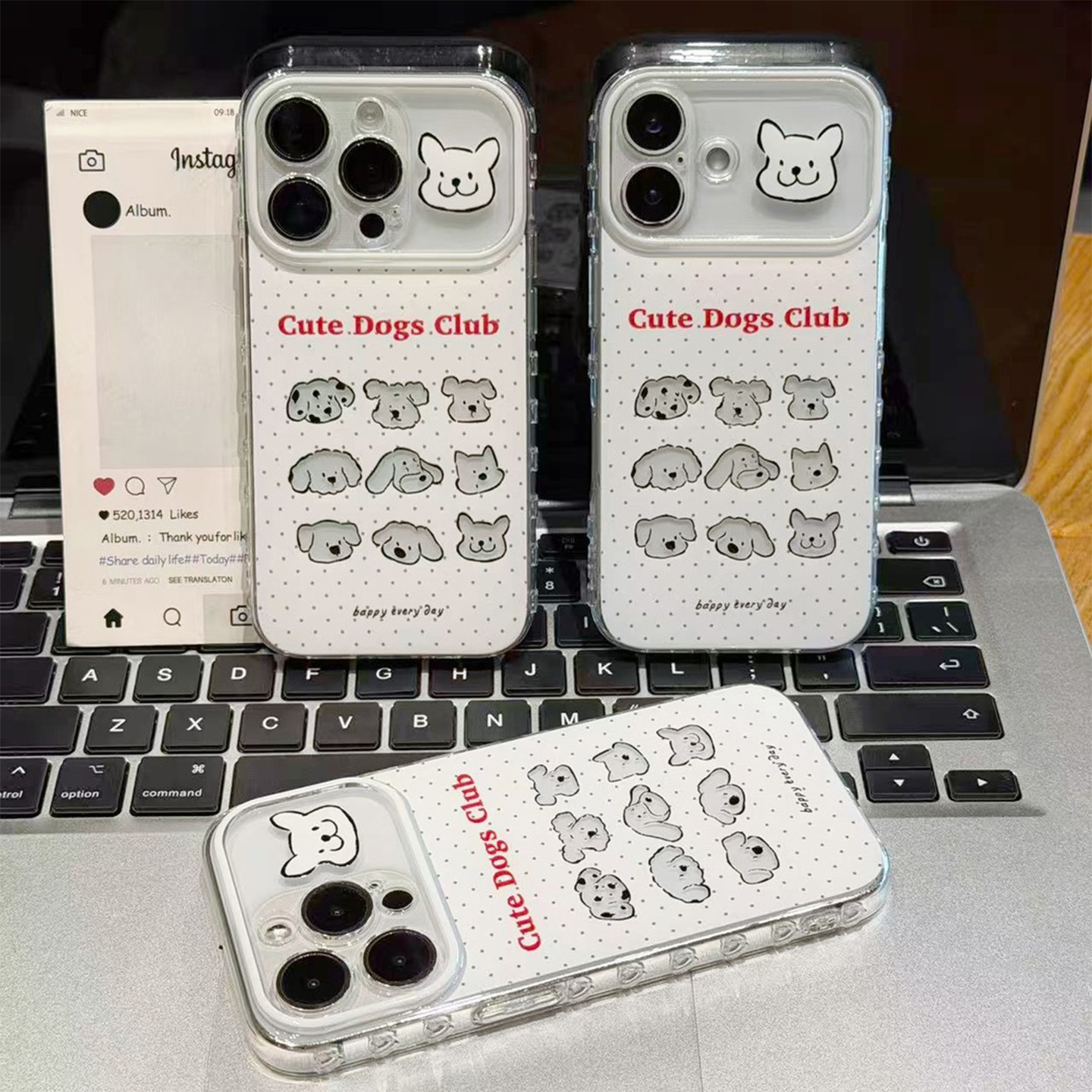 波点宫格狗狗新款适用苹果17pro手机壳iPhone16max小米17华为mate80pura90K80note15荣耀600x200nova14magic7