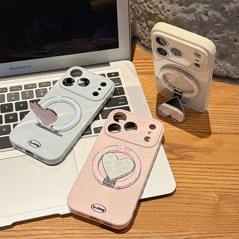 ins简约爱心镜子支架适用苹果17Promax手机壳iPhone16pro小米17华为mate80pura90k90reno15荣耀600x300findx9