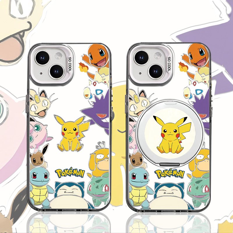 宝可梦皮卡丘磁吸支架新款适用苹果16pro手机壳iPhone15max小米14华为mate70荣耀x100k50reno11nova12一加13