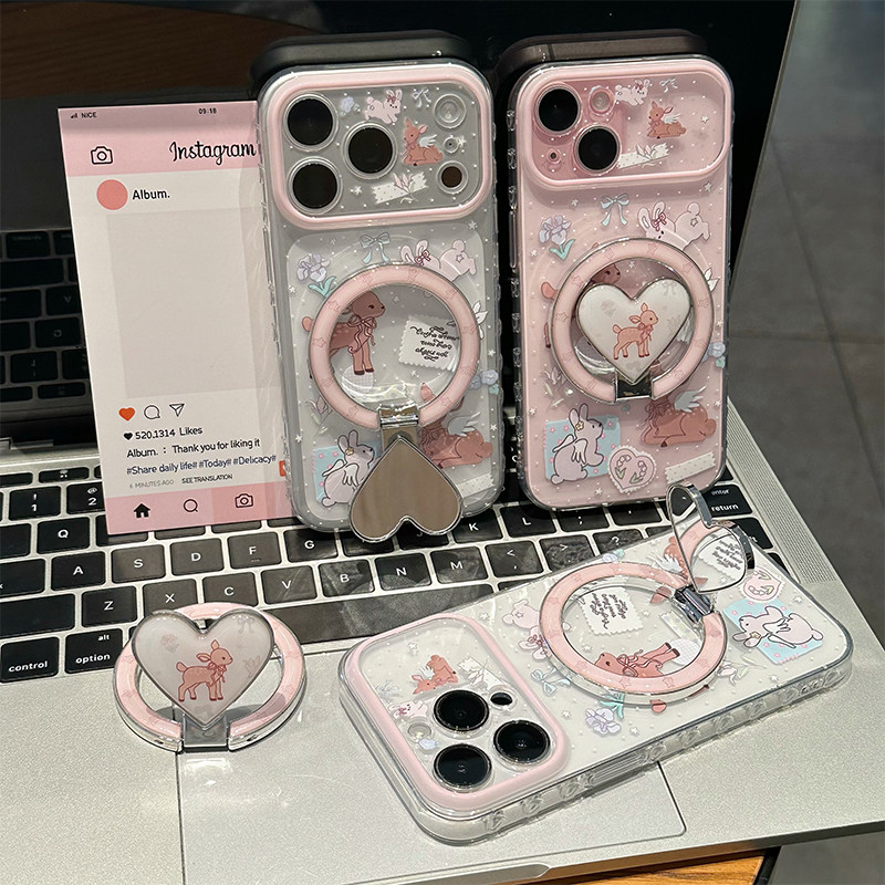 爱心小鹿支架新款适用苹果17Promax手机壳iPhone16pro小米17华为mate80pura80k90note15荣耀600x300一加ace5