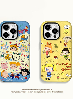 蓝色原田治奈良美智新款适用苹果16Pro手机壳iPhone15max小米14华为mate70P60nova13K80荣耀vivox200一加ace3