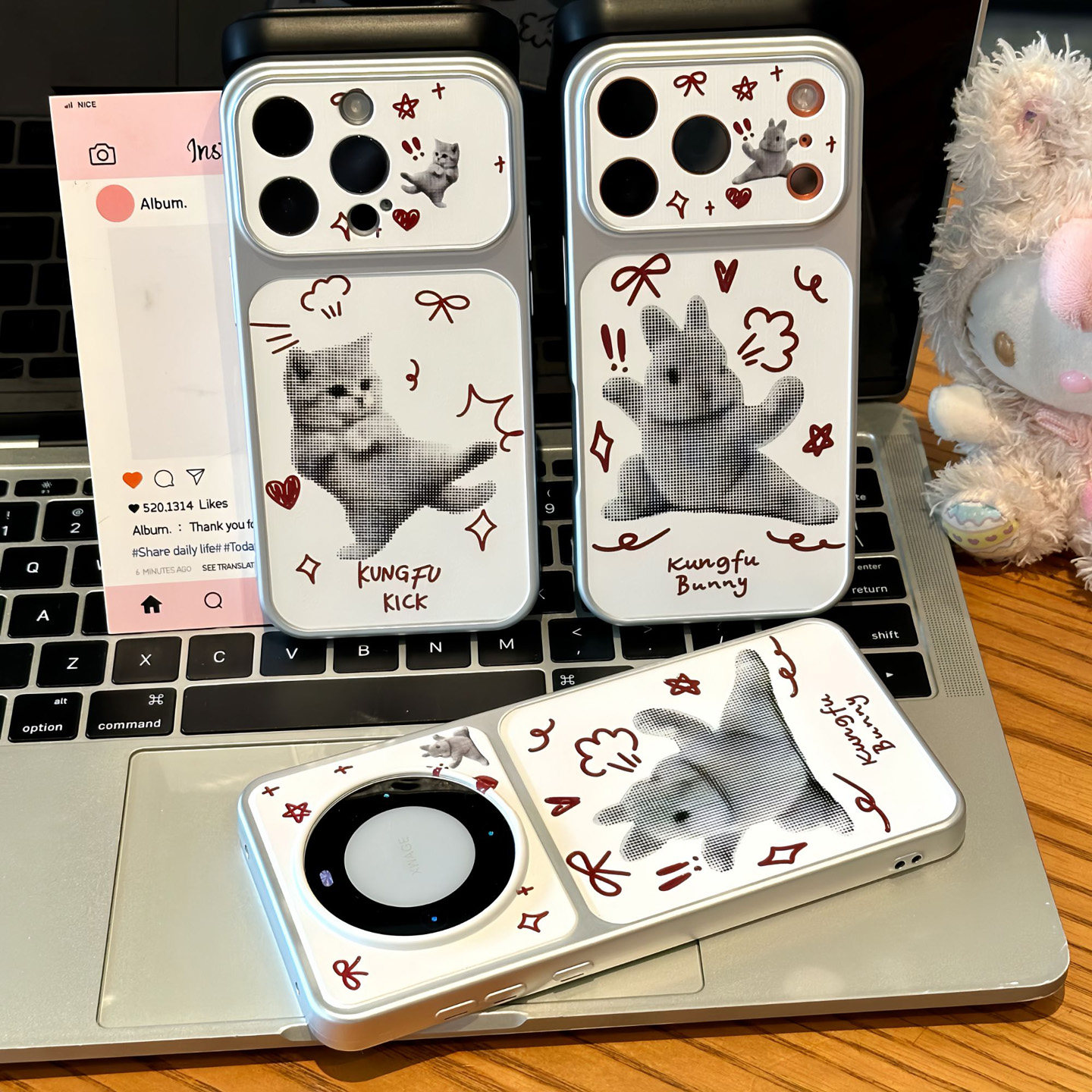 可爱功夫小猫小兔新款适用苹果17pro手机壳iPhone16max小米17华为mate80pura90K80note15荣耀400x200一加ace5